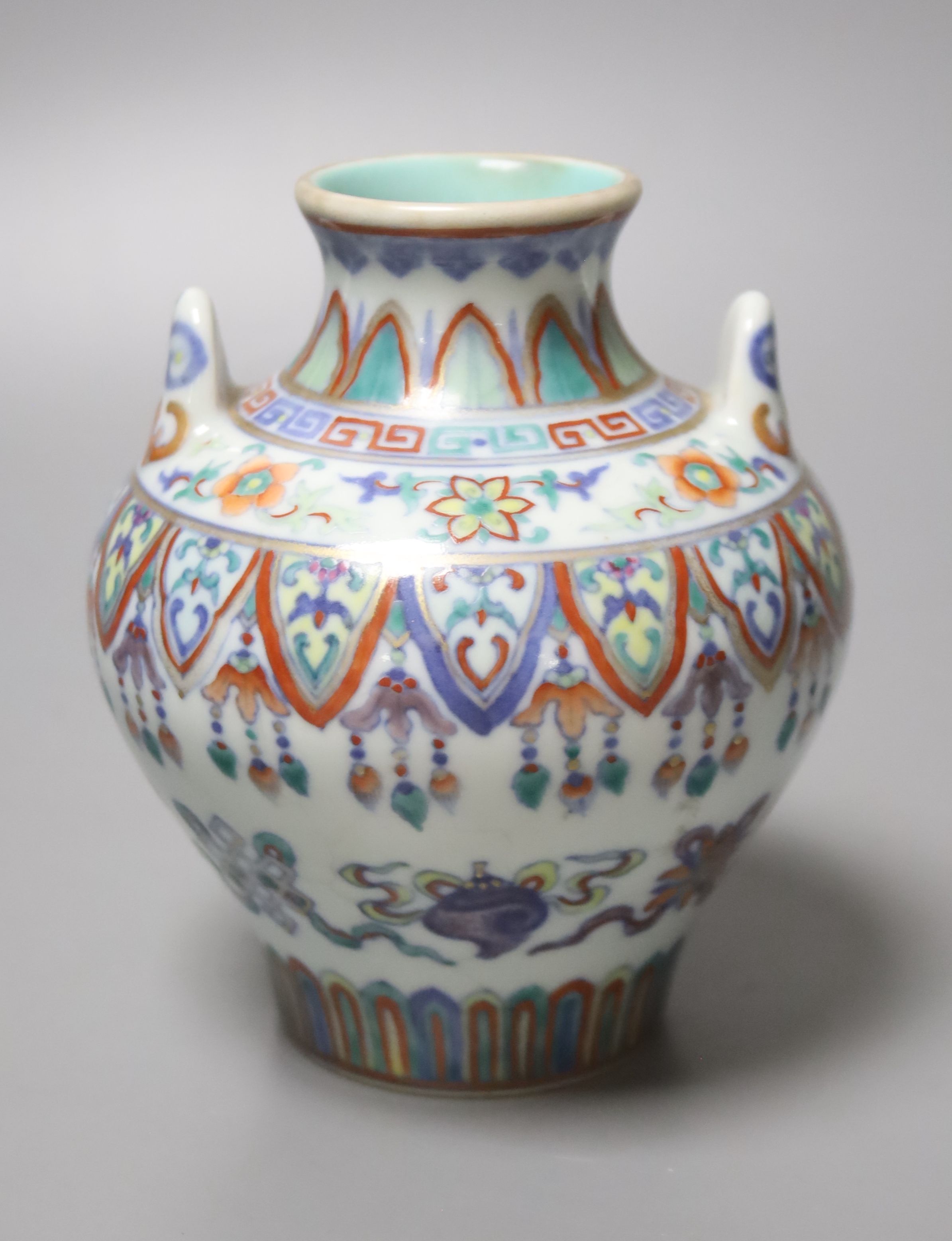 A Chinese doucai vase, 12cm high